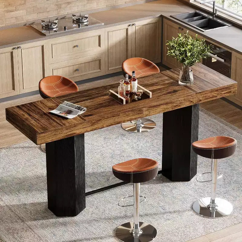Lantine 70.9 Extra Long Bar Table, Industrial Counter Height Table, Rectangular Bar Height Tables for Kitchen, Dining Room, Pub