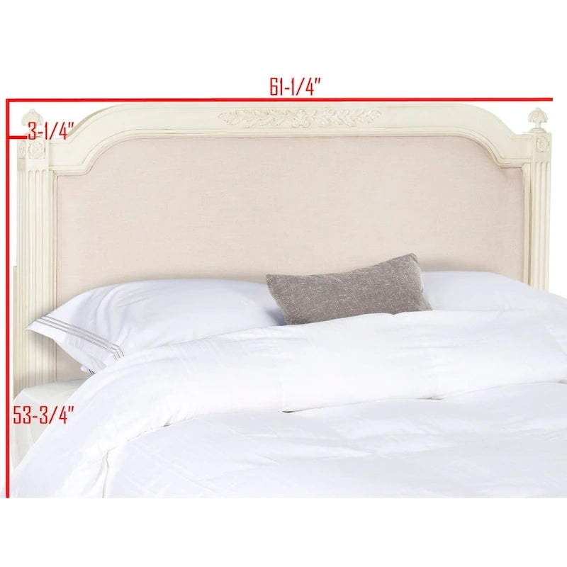 French Country Style Wood Headboard with Upholstered Panel