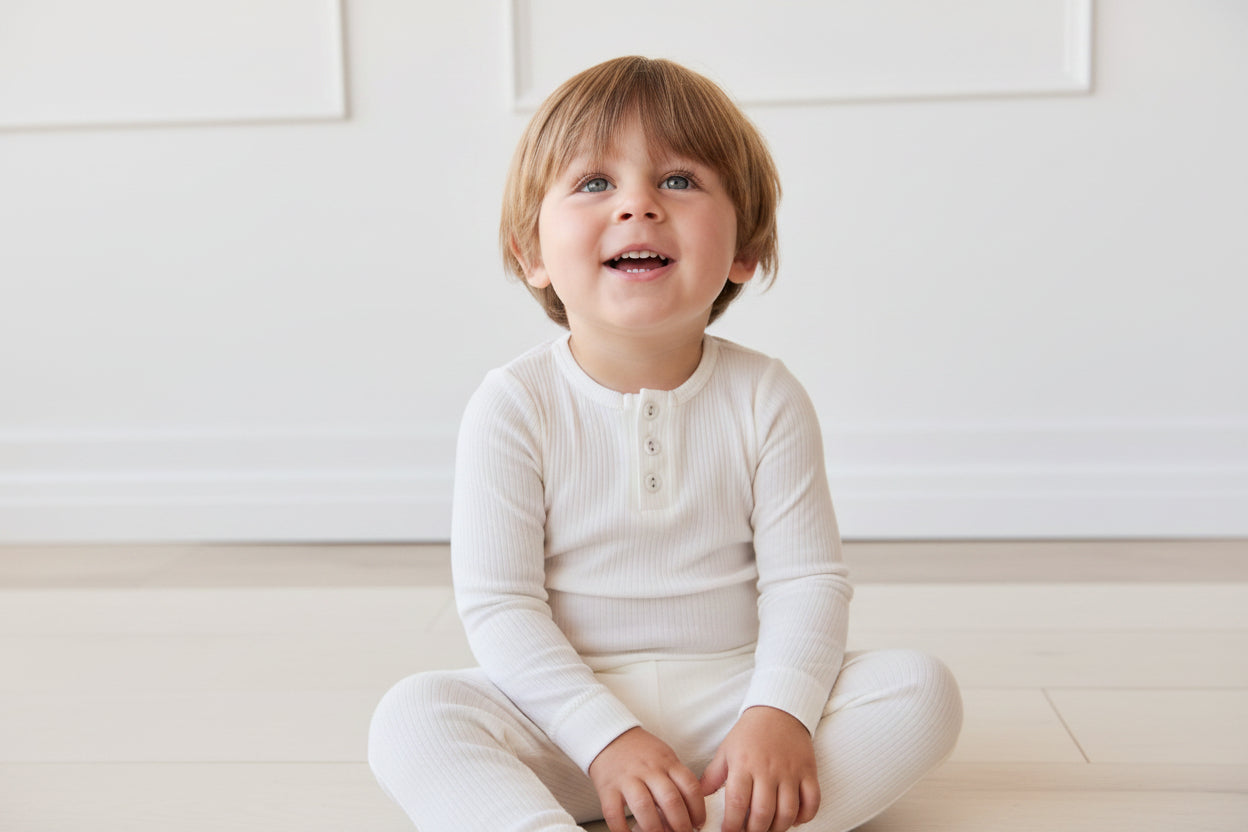 Milk Solid Organic Cotton-Modal Long-Sleeve Henley Top with Button Placket & Soft Silky Feel for Baby & Girls Layering (6M�C10Y)