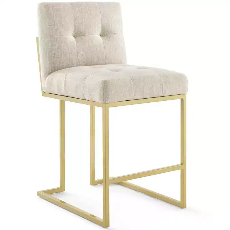 Privy Stainless Steel Upholstered Fabric Counter Height Barstool Gold - Modway
