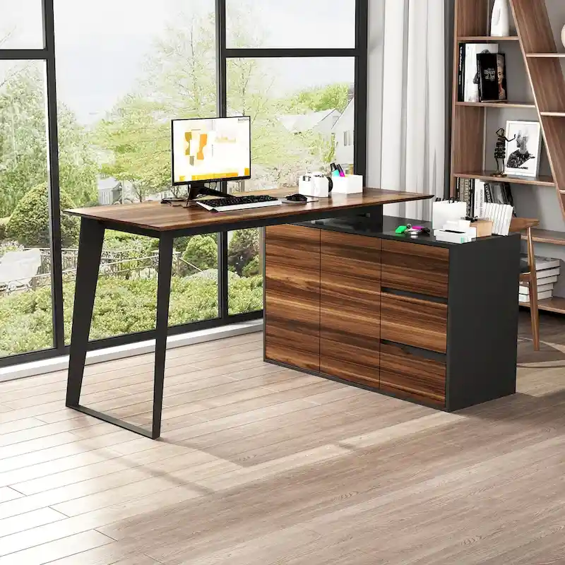 Timechee Home Office Computer Desk L-Shaped Corner Desk 54.3 Writing