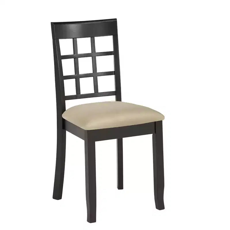 Kensington Black Wood Beige Microfiber Window Back Dining Chairs (Set of 2) - Black/Beige - iNSPIREQ