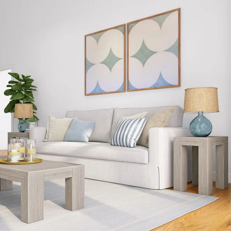 Modern Rectangular Solid Pine Wood Side Table with Wirebrush Finish