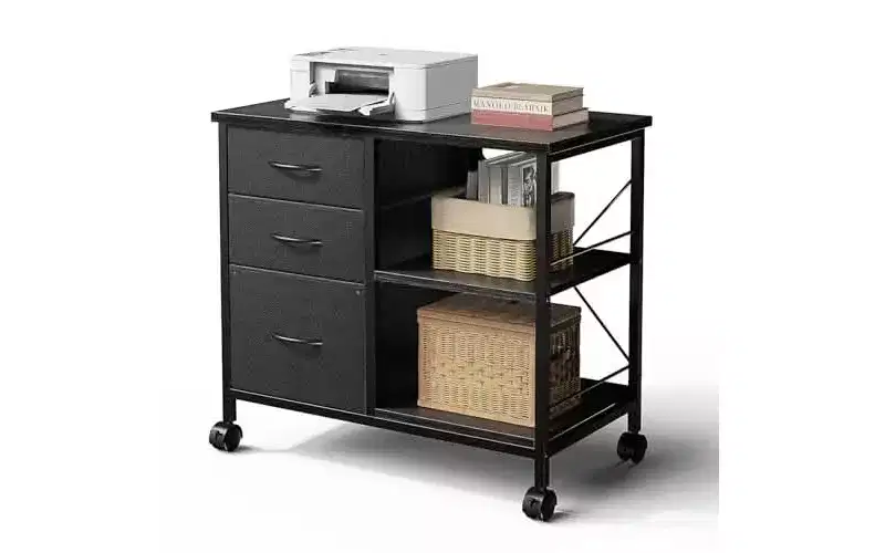 MAYEERTY 3-Layer Mobile Filing Cabinet, Printer Stand with Drawers Back Support Strips for Office