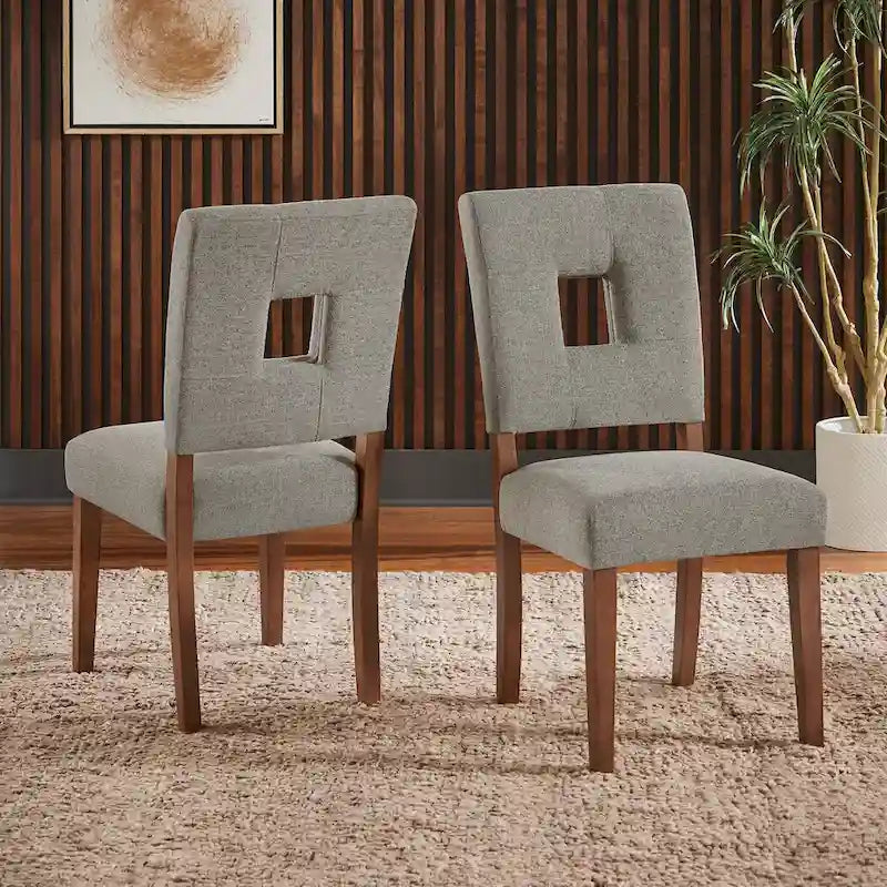 Upholstered Fabric Keyhole Dining Chair