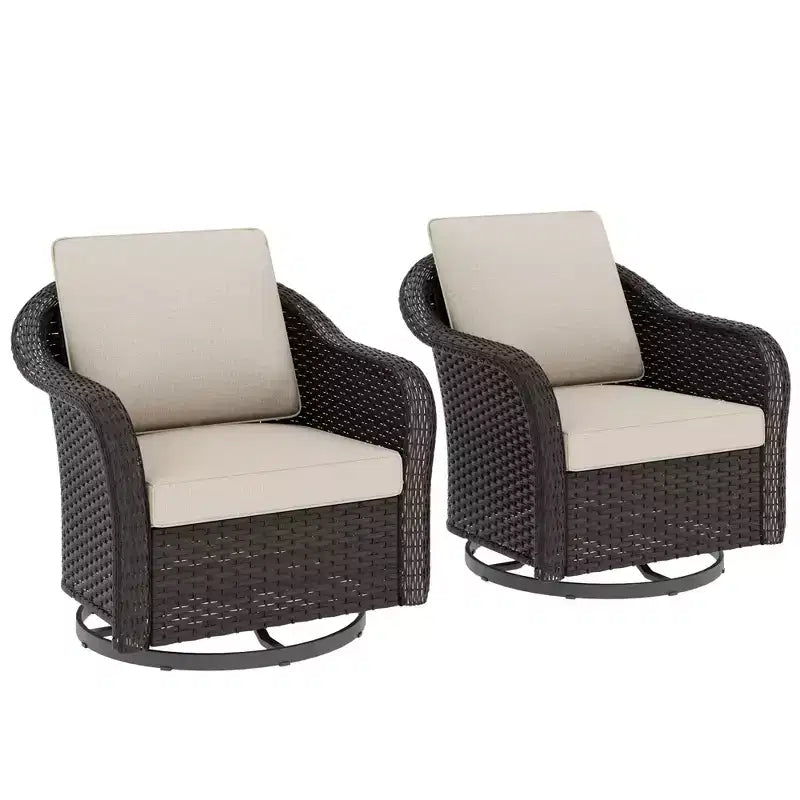 UPTIOT 2-person Outdoor Patio Rattan Swivel Rocking Chair