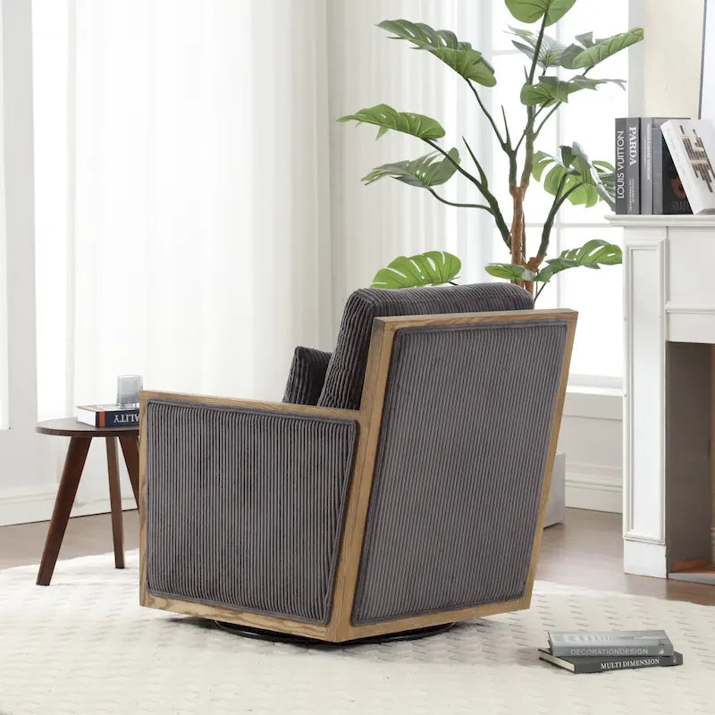 360° Swivel Barrel Accent Chair | Hardwood Frame | Foam Cushion | 300 lb | 26.77H