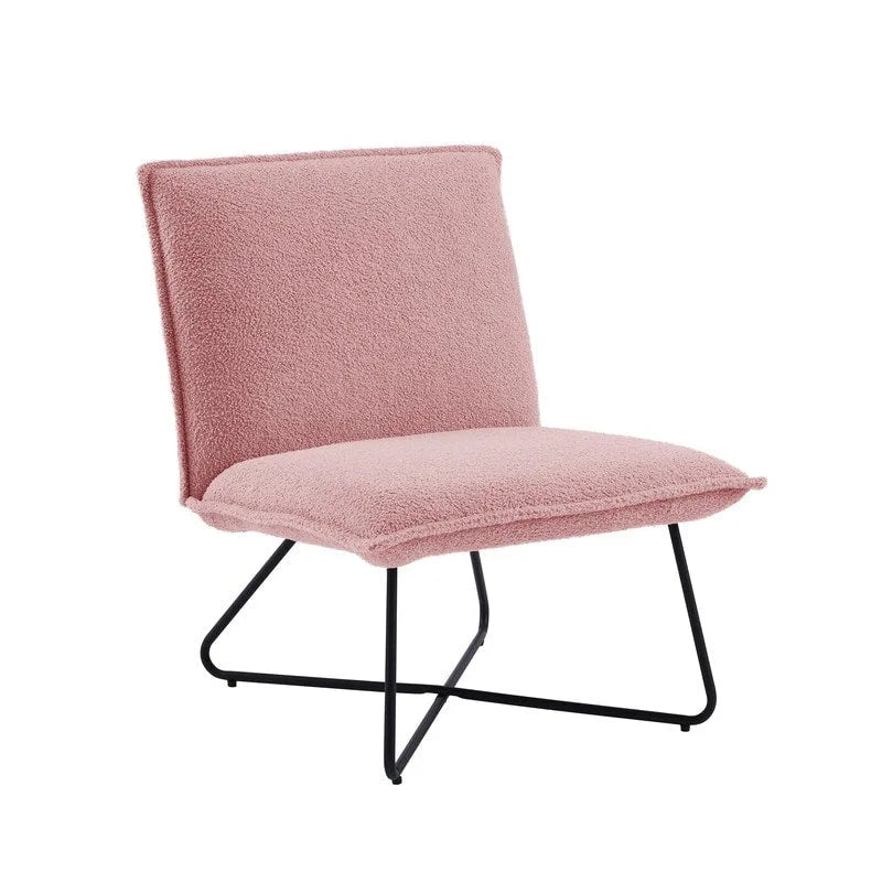 Pillow Accent Chair | Black Stripe Tan Fabric | Metal Wire Base | 26.5W Seat | Modern