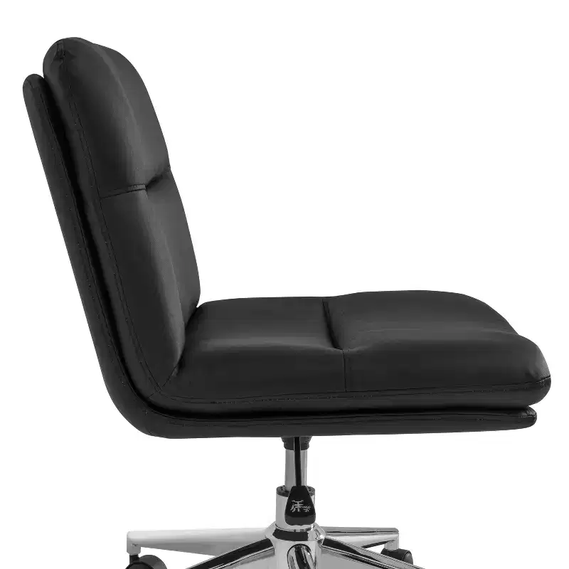 Emma and Oliver Mid-Back Armless Swivel Office Chair with Wheels, Padded Upholstered Back/Seat, Adjustable Height, and Sturdy Frame
