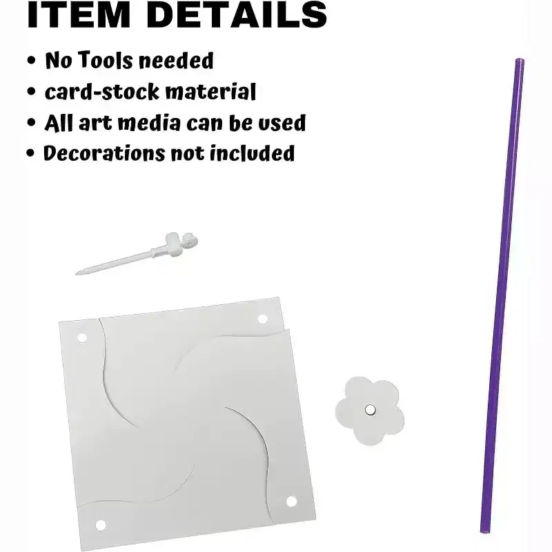 4E's Novelty 100 Pack DIY Pinwheels Craft for Kids, Bulk Summer Pinwheel Craft Kit