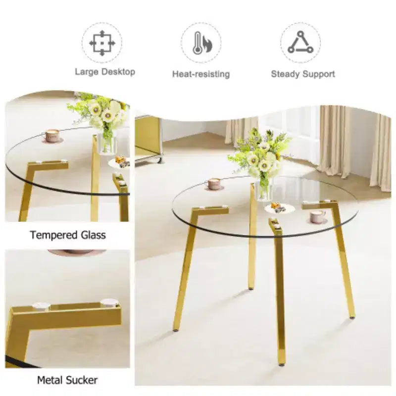 Round Tempered Glass Dining Table �C 42