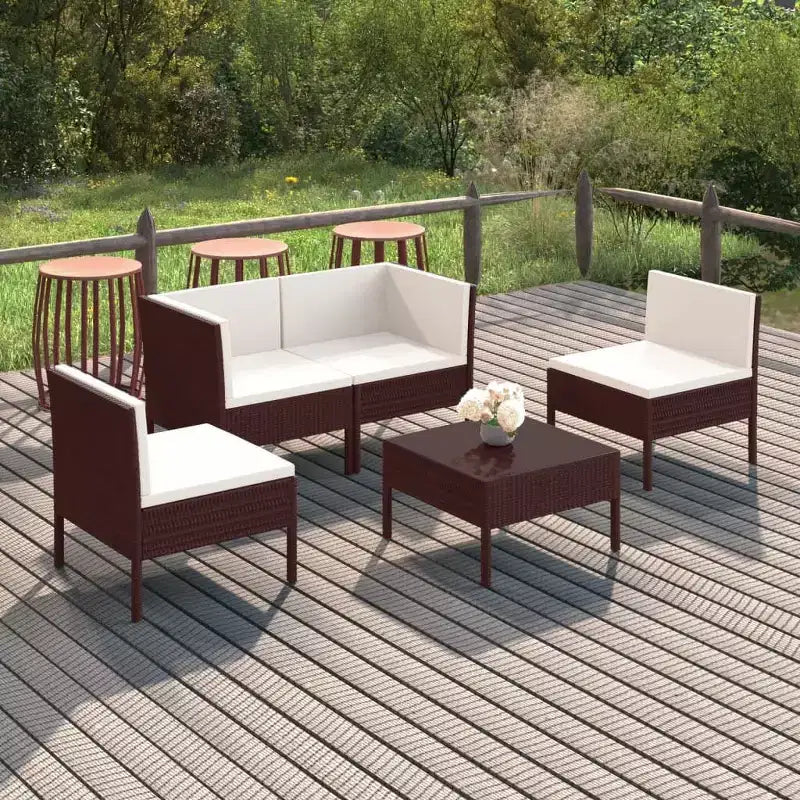 vidaXL Garden Lounge Set Brown PE rattan Medium Modular