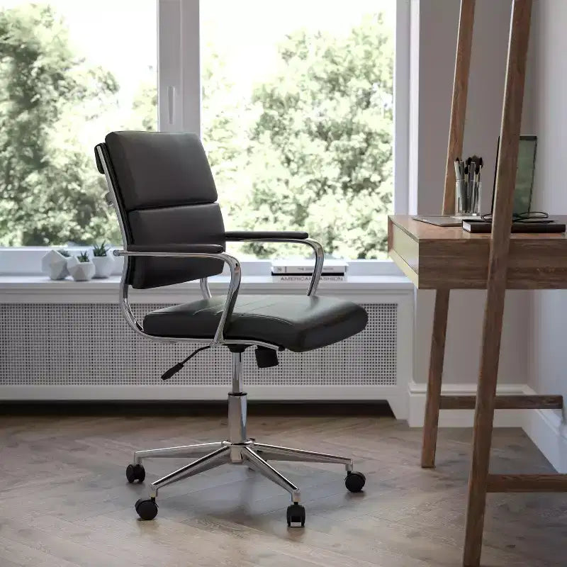 Flash Furniture Mid-Back LeatherSoft Contemporary Panel Executive Swivel Office Chair
