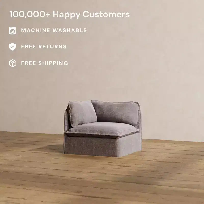 Anabei Modular Washable End Chair - Left | Deluxe+ Seat & Cloud Pillow