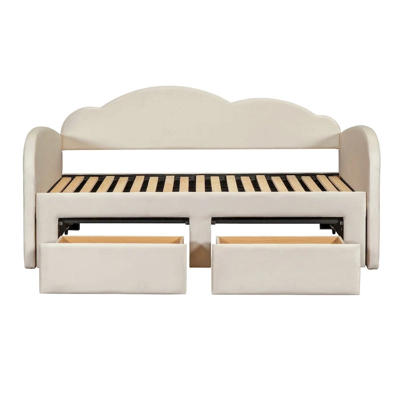 Twin Cloud Velvet Daybed with Trundle and Drawers