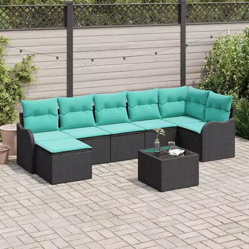 vidaXL Garden Sofa Set with Cushion 7 pcs Poly rattan