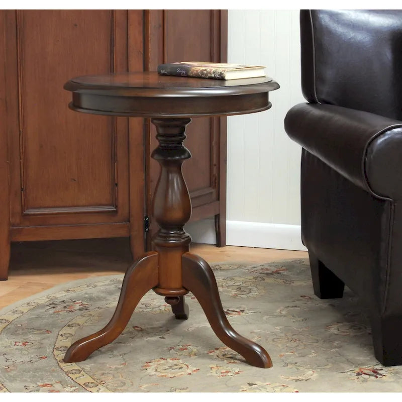 Round Accent Side Table, Copper Finish, Living Room End Table