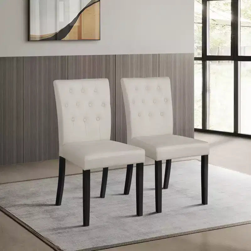 ChaletPosh Black Wooden Dining Chair with Linen Cover