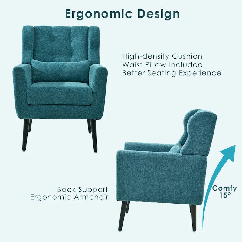 Mid-Century Modern Accent Chair with Waist Cushion