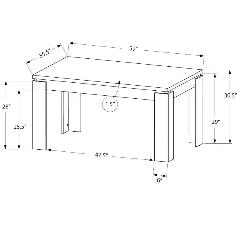 Okak 60 Rectangular Modern Dining Table Kitchen Table for 4-6 People for Office, Dining Room