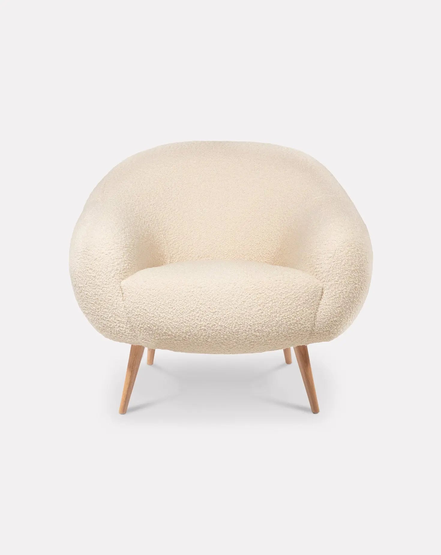 Sculptural Curved Oak Base Upholstered Armchair