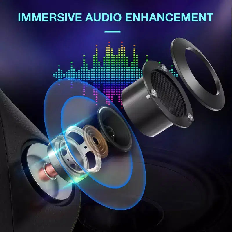 Hoffree Massage Reclining Gaming Chair Ergonomic Office PC Chair with Bluetooth Speaker & RGB Light