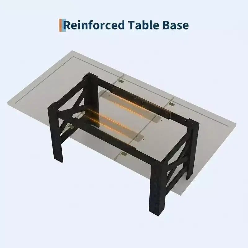 LinTime Spacious 71'' Farmhouse Dining Table for 6-8 - Sturdy Wood Rectangular Table - Thick Top & Sturdy Triangular Legs - for Kitchen