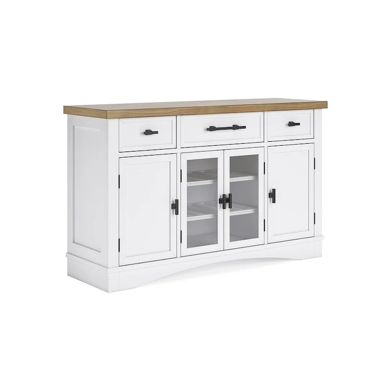 White & Natural Dining Server with Storage – 60W x 19D x 37H