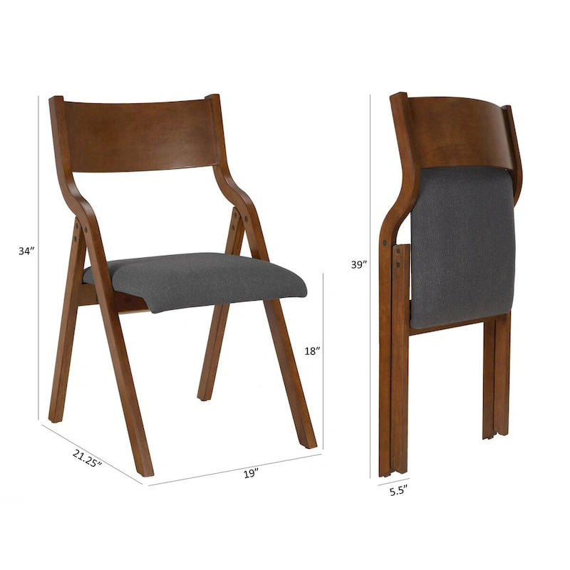 Upholstered Folding Dining Chair, Set of 2