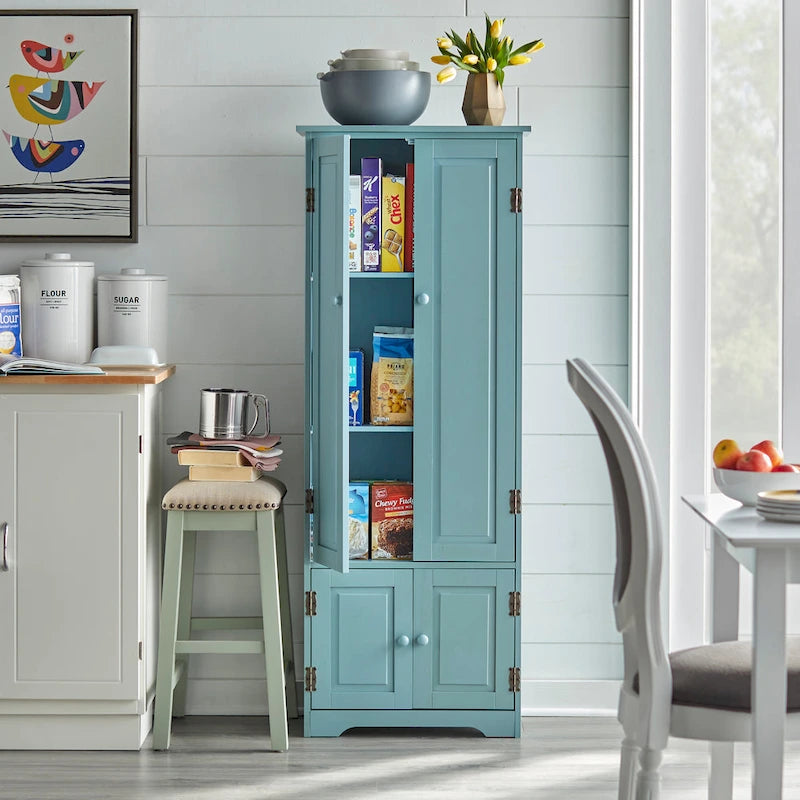 Modern Farmhouse Extra-Tall Storage Cabinet - Freestanding Floor Cabinet for Living Room