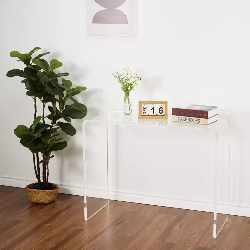 TROPOW Modern Acrylic Console Table Transparent Narrow Side Table, Compact Accent Furniture for Living Room, 38.2x15x29.3 Inches,Transparent