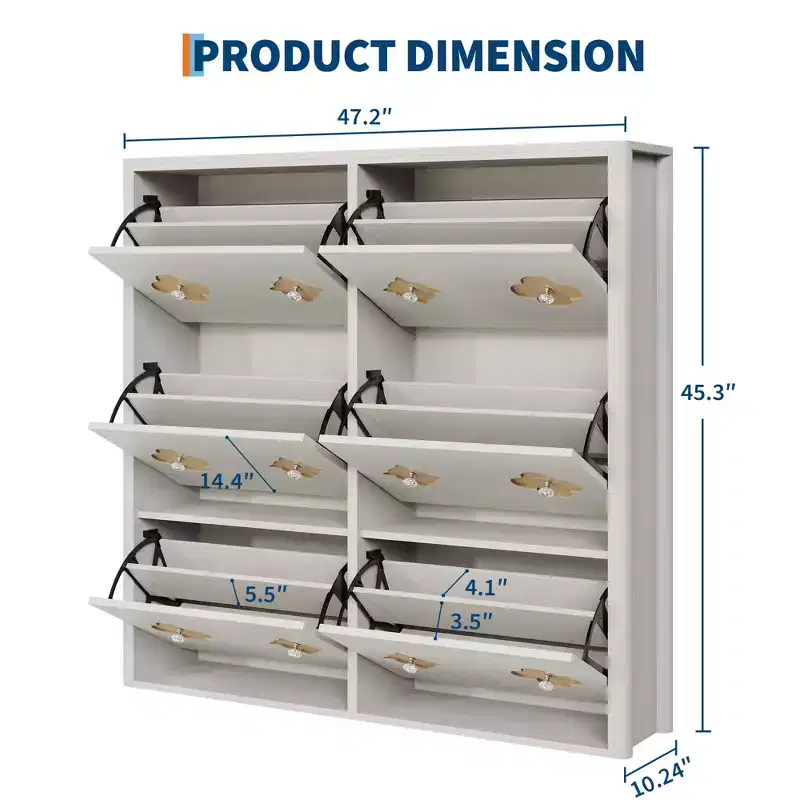 6 Flip-Drawer Shoe Cabinet with Adjustable Shelves - Flower Pattern & Diamond Handle, Space-Saving Entryway Organizer with Anti-Tip Safety