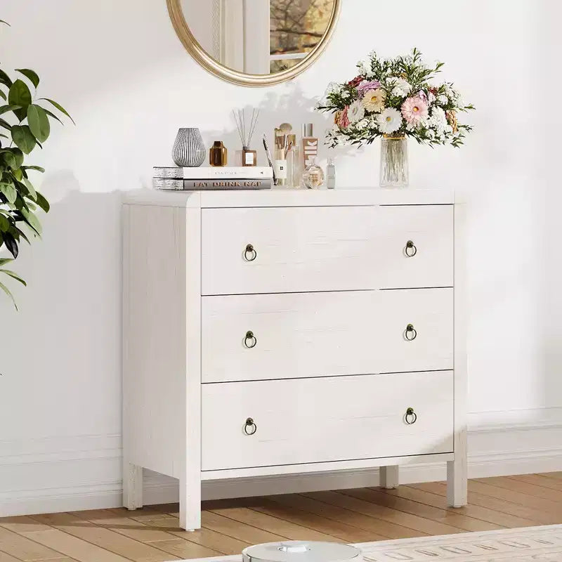 Multi-Drawer Dresser, Tall Chest Storage Cabinet with Metal Handles, Freestanding Organizer for Bedroom, Living Room, Entryway