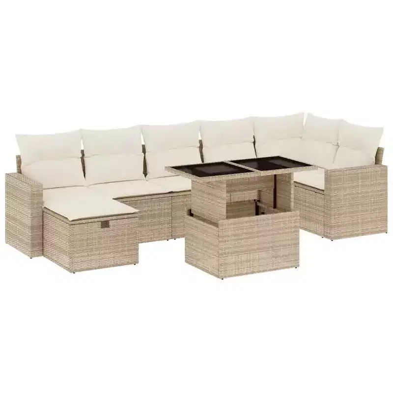 vidaXL 8 Piece Patio Sofa Set with Cushions Poly Rattan
