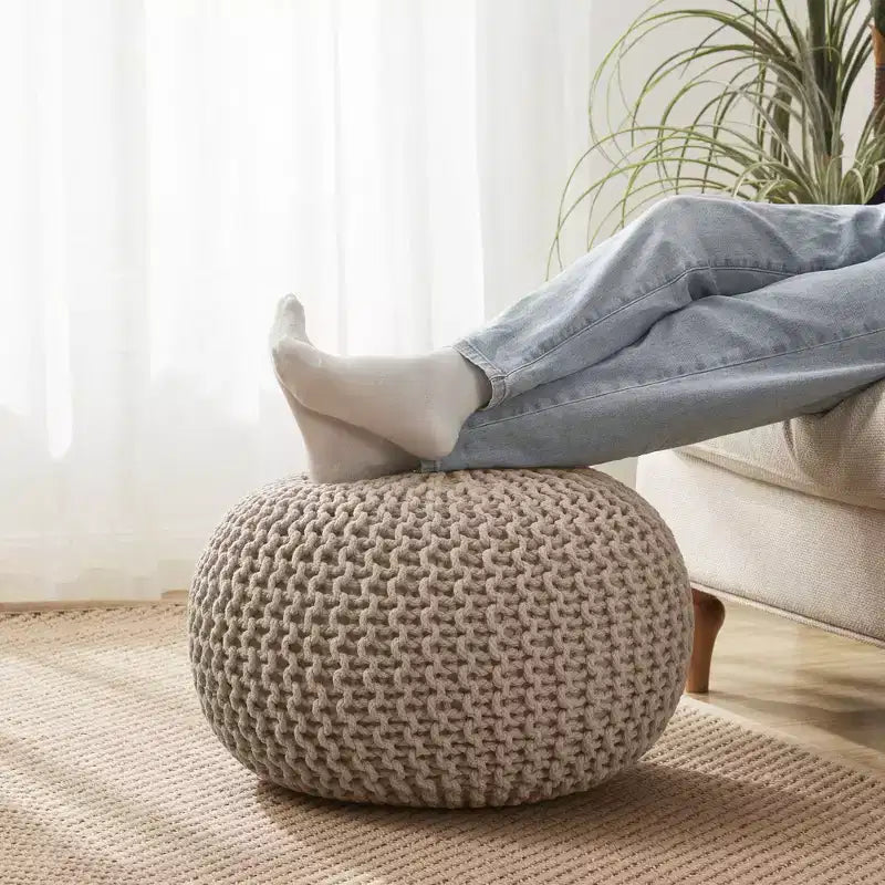 Round Pouf Foot Stool Ottoman by Sweet Home Collection