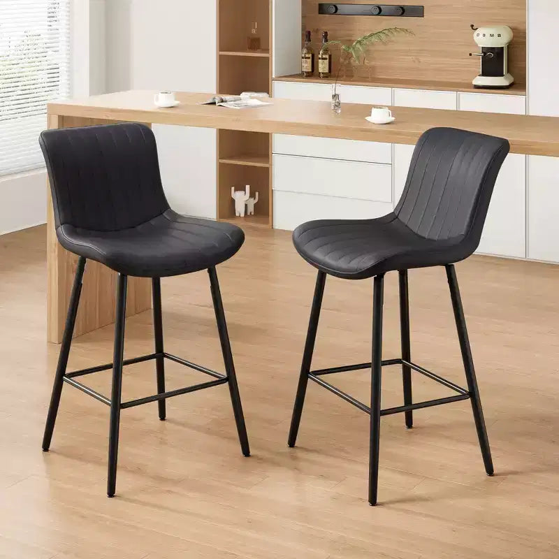 TUYOHW PU Leather Counter Height Bar Stools Set of 2,Swivel Bar Chairs with Ergonomic Seat,Dining Room Chairs for Kitchen Island,Office,Bar