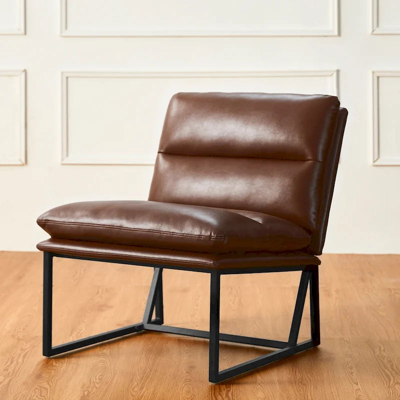 Modern Ergonomic PU Accent Armless Chair, 30.25 Inch Height