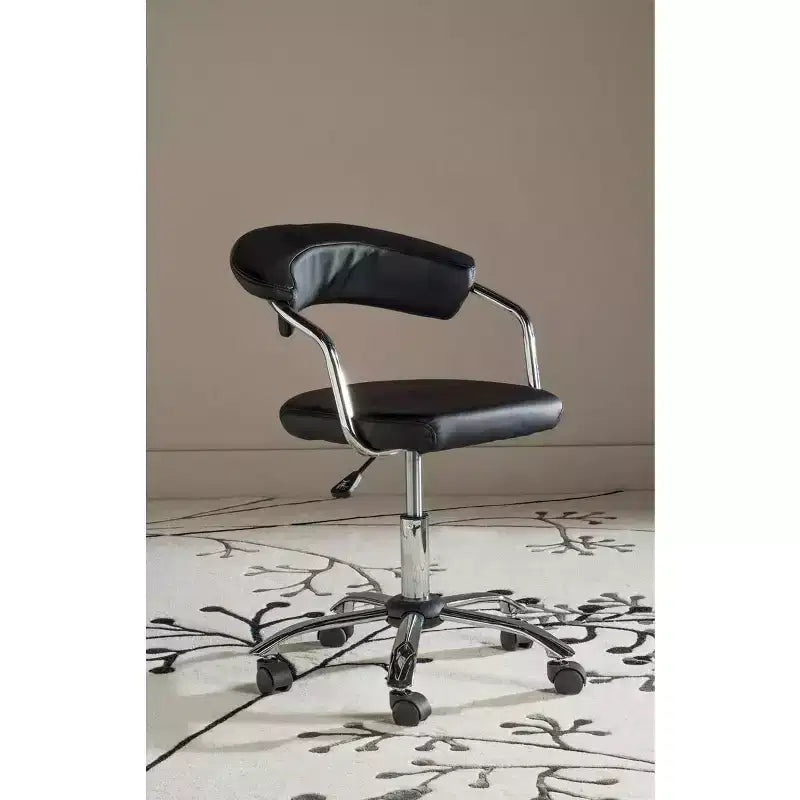 Adjustable Height Swivel Desk Chair with Vegan Leather & Casters, 275 lb