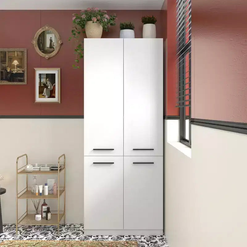 Famapy Modern White Bathroom Storage Unit with Lower - level Laundry Hamper
