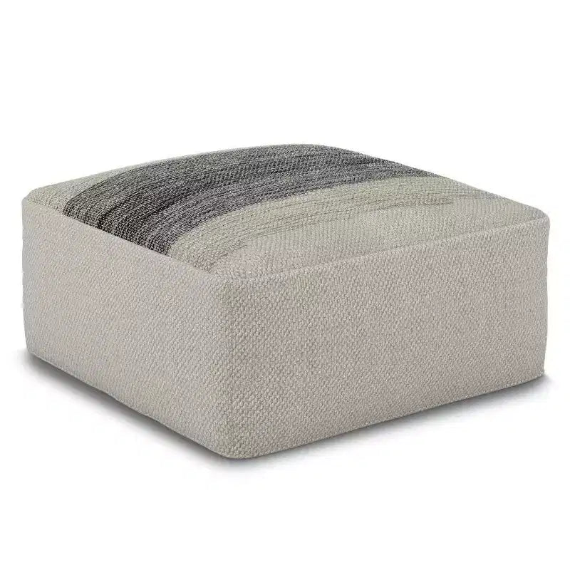 Irena Square Woven PET Polyester Pouf Gray/White - WyndenHall: Contemporary Upholstered Ottoman, 250 lb Capacity, 19.7"x19.7"x10"