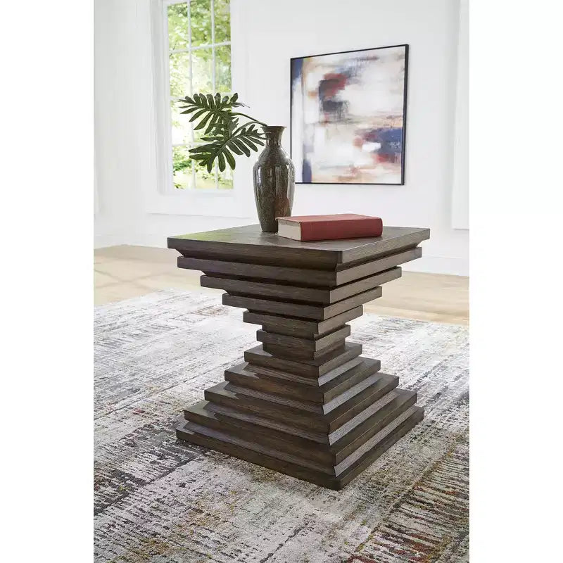 Signature Design by Ashley Hannodream Contemporary End Table - Warm Brown Glazed Oak Finish