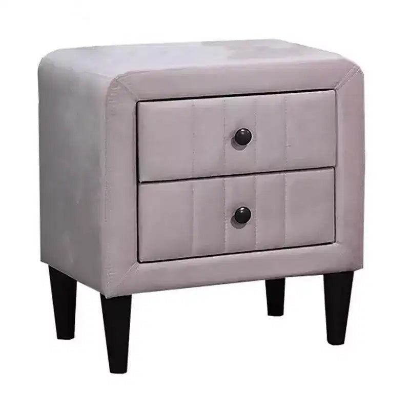 Royal Hampton Nightstand, 2 Drawers, 22 Inch Upholstered in Light Pink Velvet