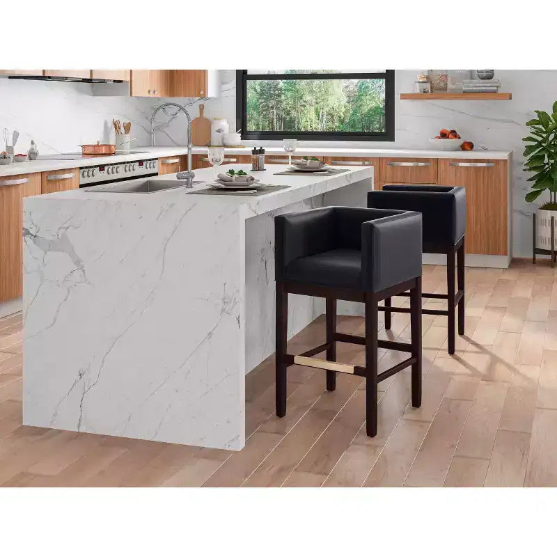 Set of 3 Kingsley Upholstered Beech Wood Barstools - Manhattan Comfort
