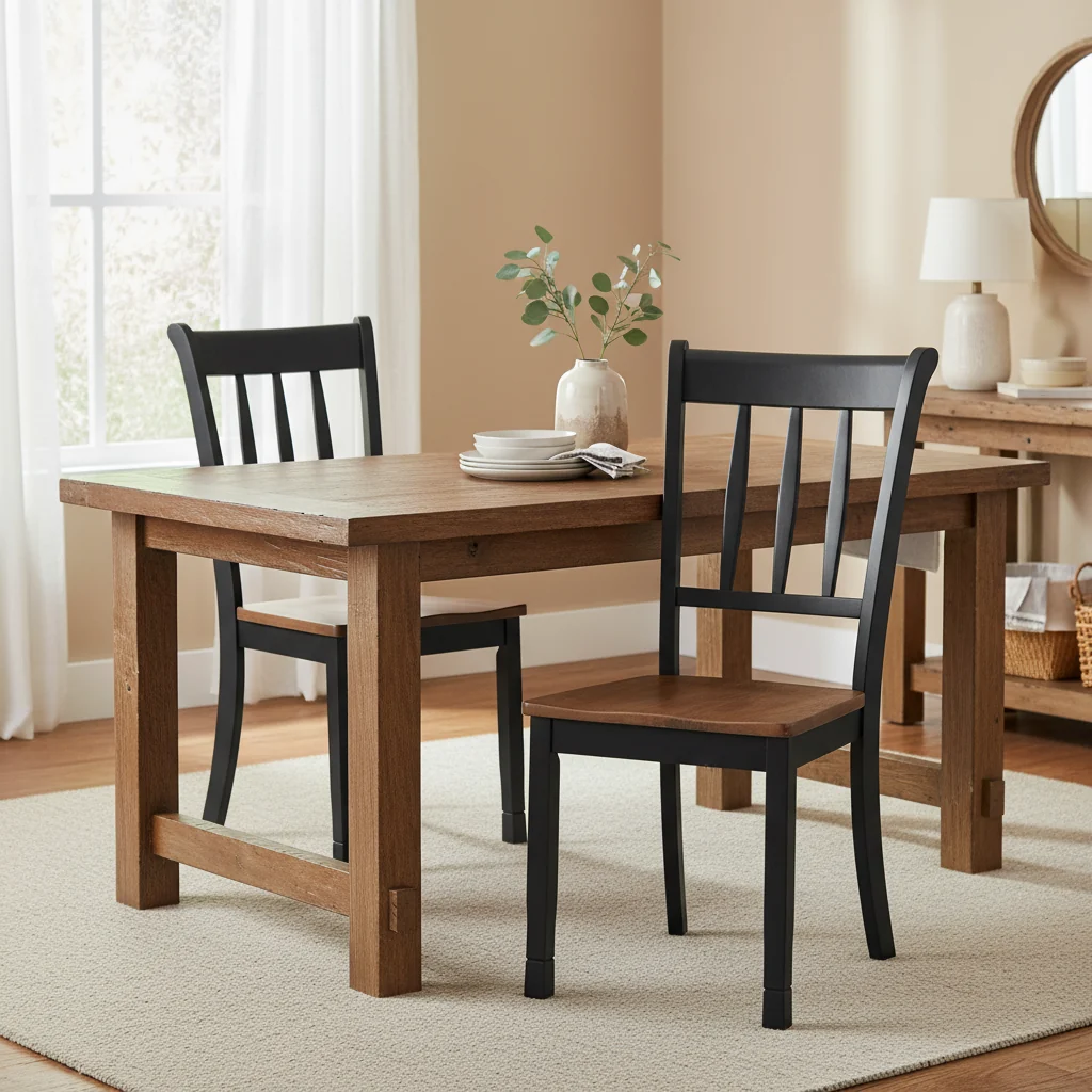 Black / White Rubberwood Spindle Back Dining Chairs, for 2 Person
