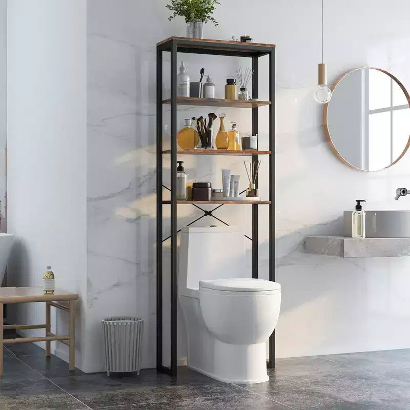 Costway 4-Tier Over the Toilet Storage Rack Freestanding Bathroom Organizer Rustic Brown