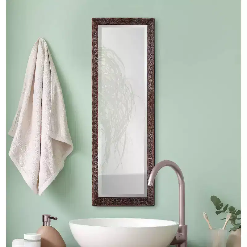 Howard Elliott 12"x36" Rectangular Full Length Dressing Mirror with Hand Crafted Metal Frame Bronze: Elegant Modern Decor