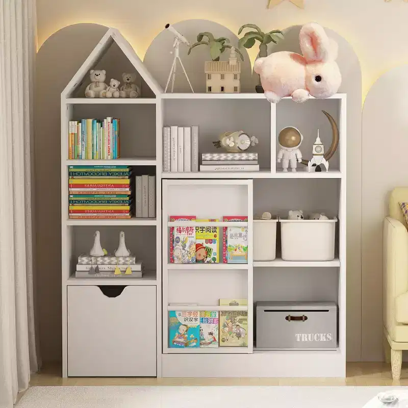 43.7 Kids Toy Storage Organizer & Bookshelf, Toy Chest with Movable Drawers & Cubbies, Floor Storage for Playroom, Bedroom, Classroom, White