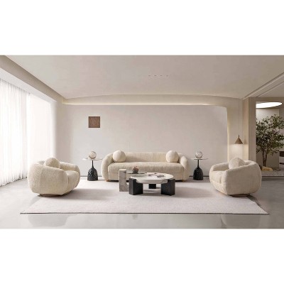 Manhattan Comfort 3pc Tribeca Chenille Upholstered 85.8 Sofa and 2 Accent Chairs