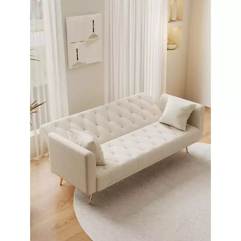 71 Inch Convertible Velvet Loveseat Sofa Bed, 3 Recline Positions, 600 lb, Metal Legs