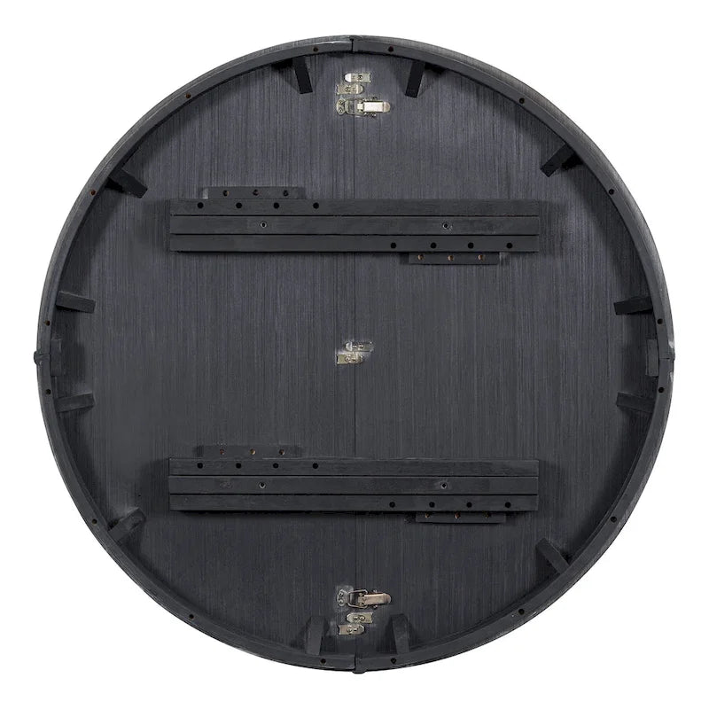 Black Wooden Dining Table with Extendable Round Table & 4 Chairs